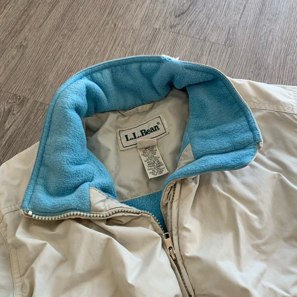 L.L. BEAN vintage cream fleece lined puffer M - Picture 4 of 10